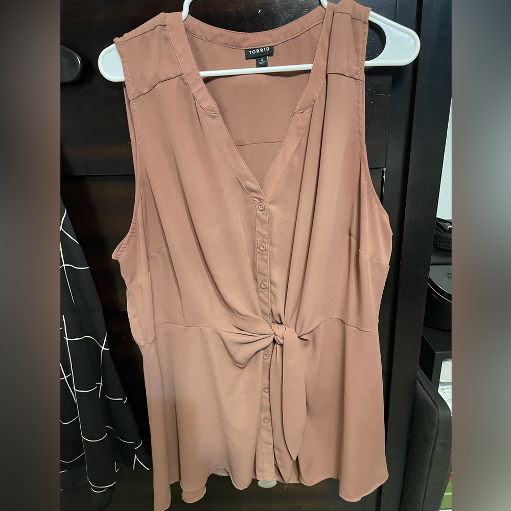 Torrid blush color tie blouse. Great condition smoke free home